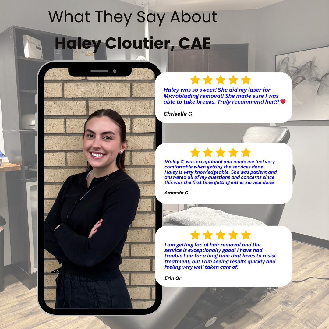 Haley Cloutier, CAE at Cascade Medical Spa in Portland with five-star client reviews for laser tattoo removal and laser hair removal
