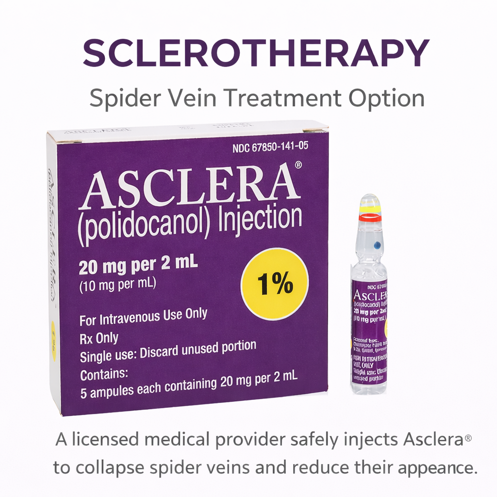 Sclerotherapy treatment in Portland using Asclera (polidocanol) injections for spider vein removal